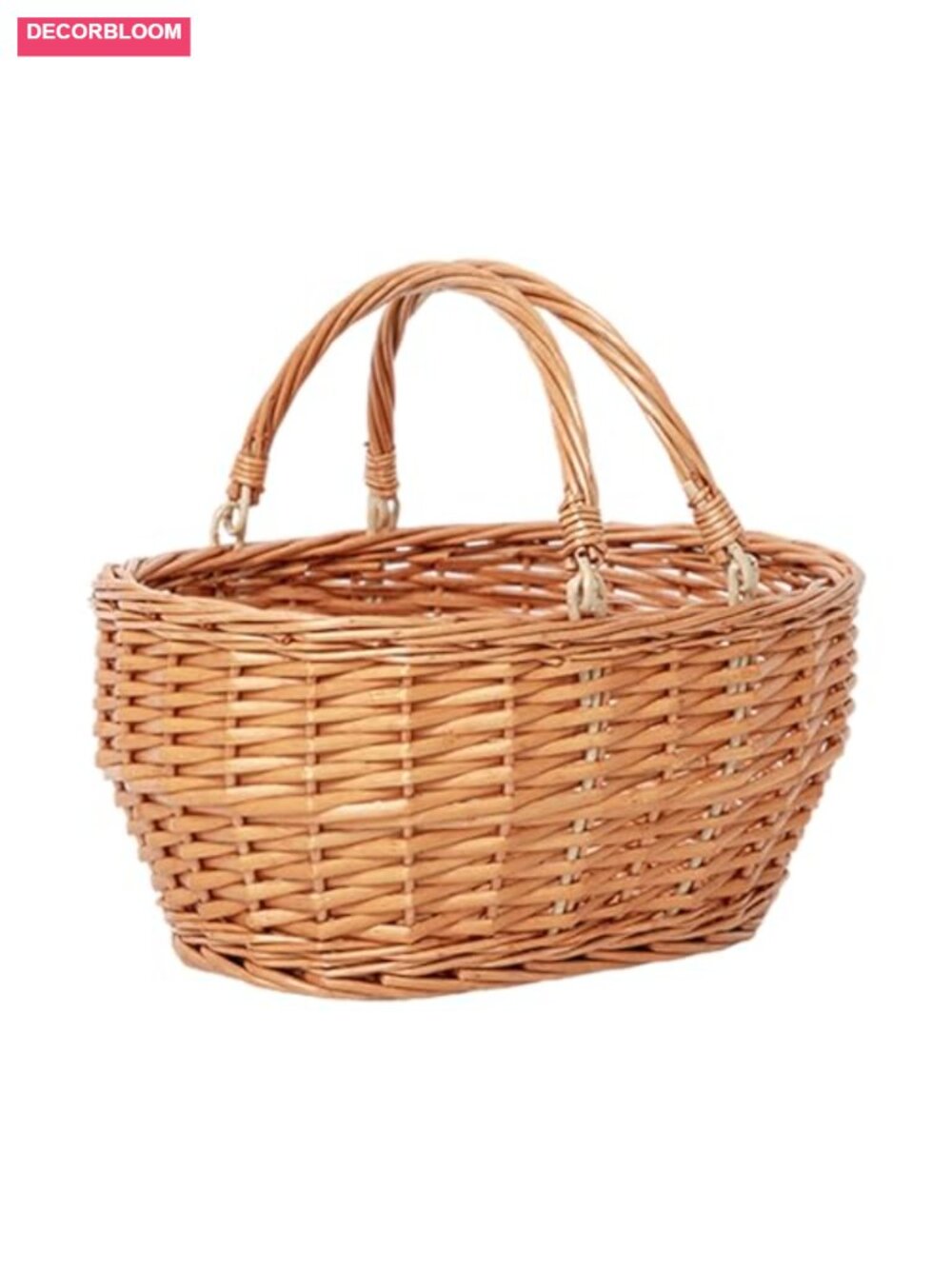 Small Oval Wicker Picnic Basket with Handle Willow Essence Storage